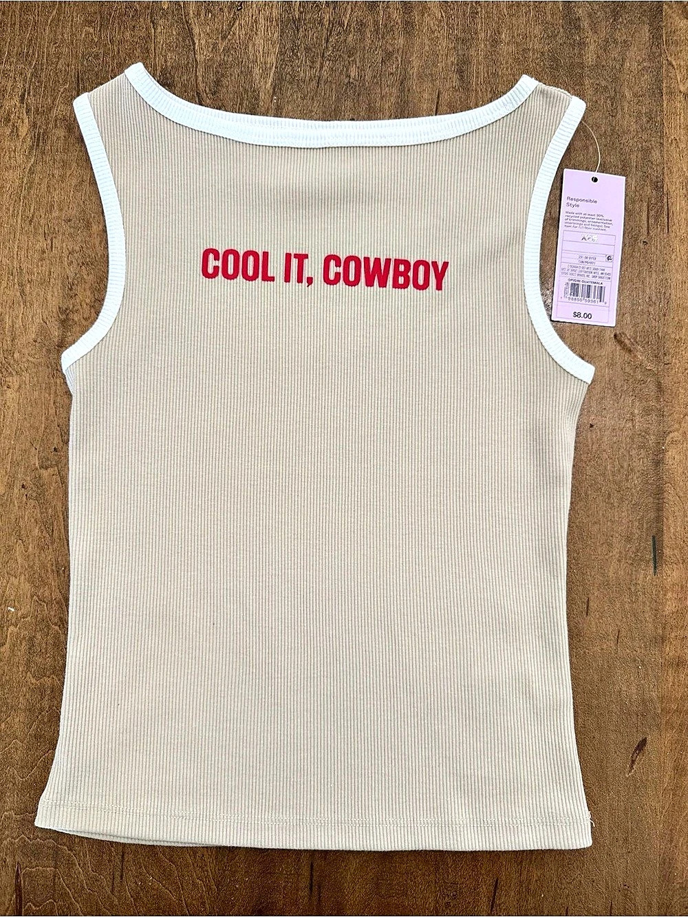 Wild Fable Cool It Cowboy Ribbed Tank Top Ribbed Tank Top in Beige Size XXS NWT